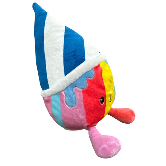 Rainbow Cone Shaped Plush Toy By Giggle Scope 10" Multicolor With Striped Hat
