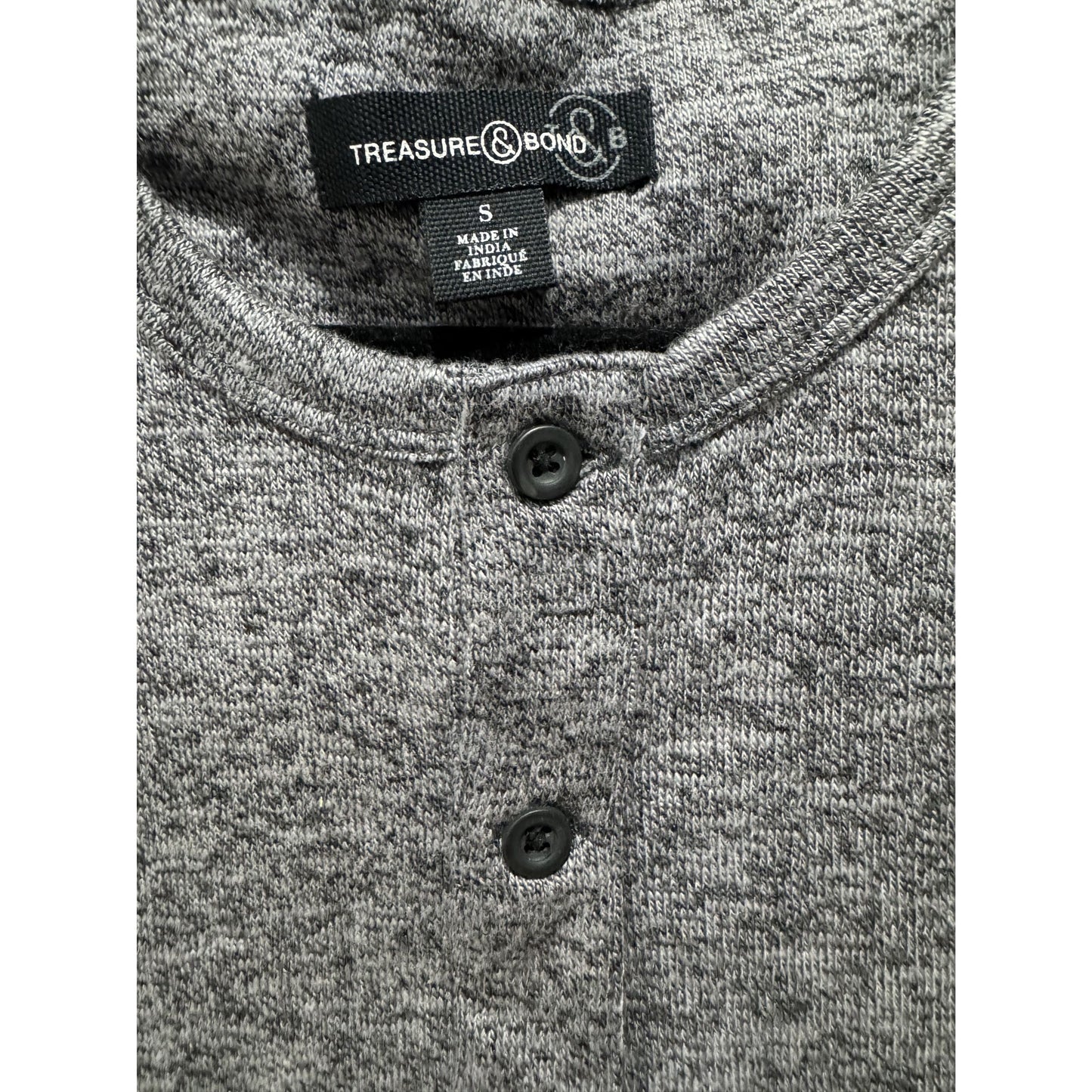 Treasure & Bond Gray Long-Sleeve Henley Shirt Small Lightweight Casual