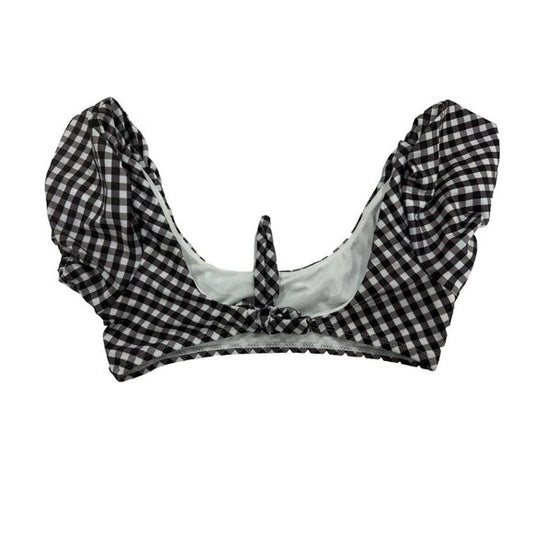 Raisins Girls Black & White Gingham Puff Sleeve Bikini Top Size 8 Swimwear