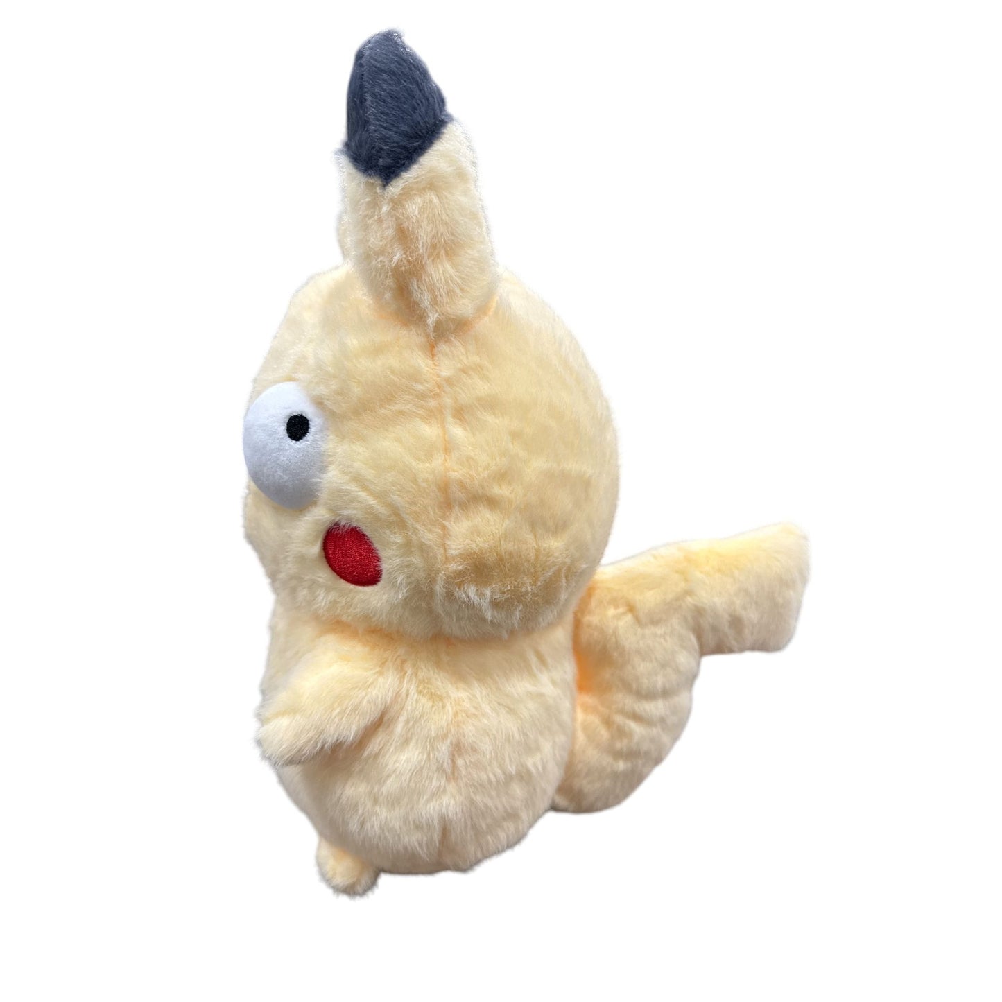 Cute Goofy Plush Pikachu-Inspired Toy With Big Eyes & Soft Yellow Fur