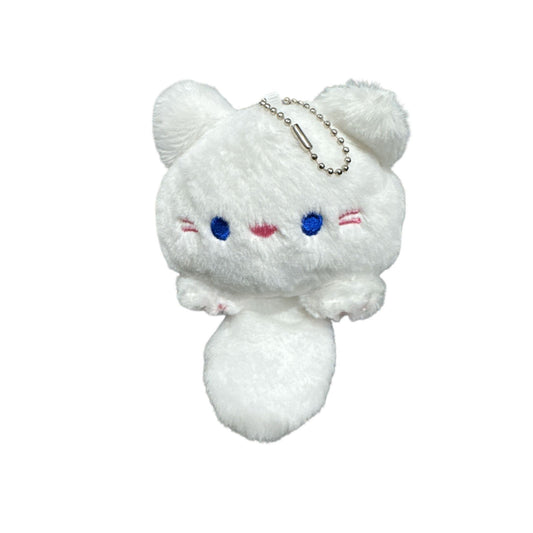 Cute White Cat Plush Charm For Bags & Accessories