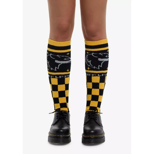 Harry Potter Hufflepuff Knee-High Socks Black & Yellow Checkered Design