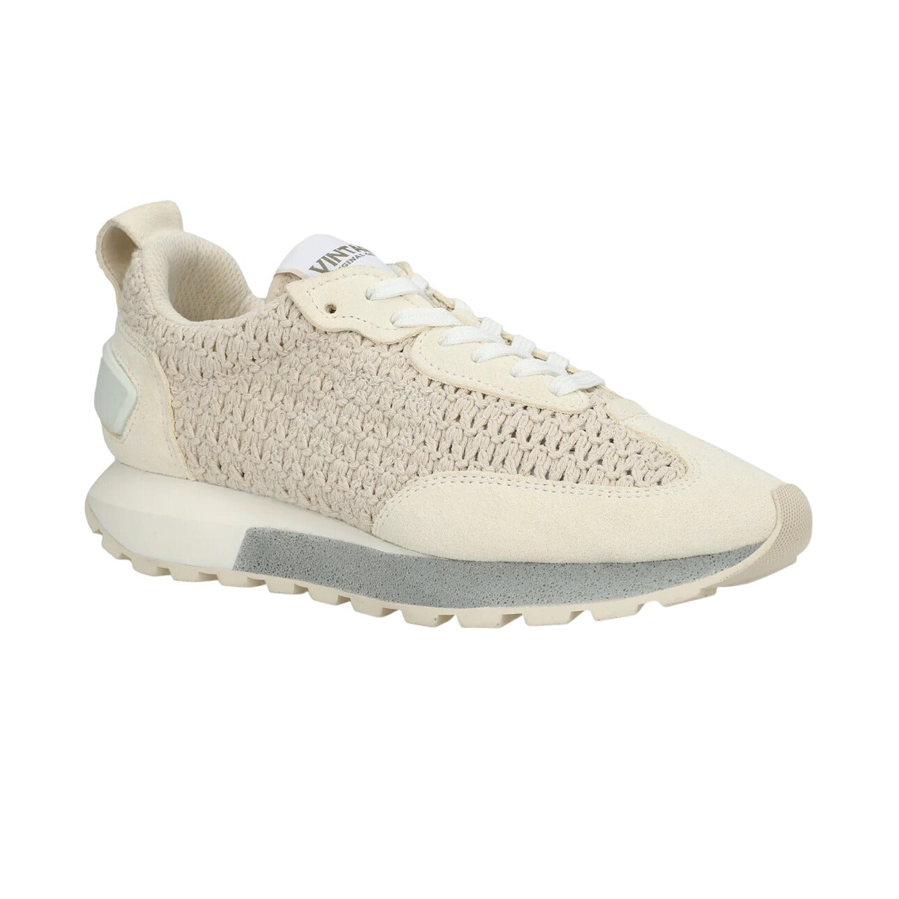 Vintage Havana Women's Woven Sneakers Beige Lace-Up Casual Shoes Size 5.5