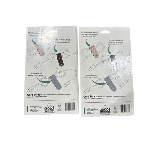 Set of 2 U Brands Cord Straps 4-Pack Vegan Leather Multi-Color Cable Organization Solution