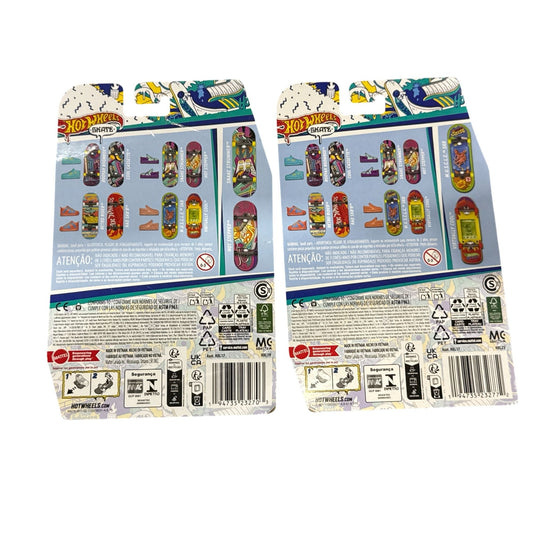 Hot Wheels Skate Fingerboard 2-Pack With Shoes Snake Strummer & Hot Stepper Muscle & Hot Wheels 1987 Ages 5+
