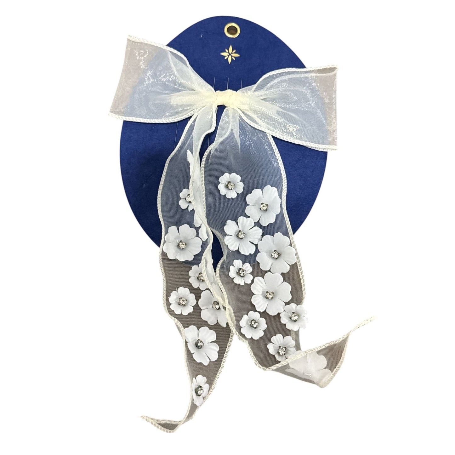 Set Of 3 Women's Hair Bows - Satin, Mesh & Cotton