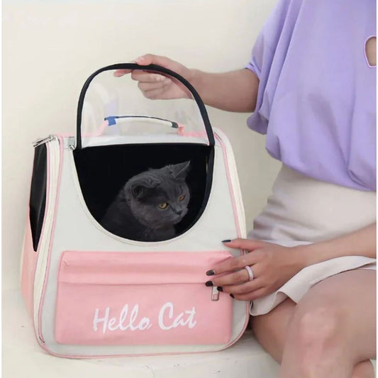 Hello Cat Pet Carrier Pink Backpack With Window & Ventilation For Cats Or Small Pets