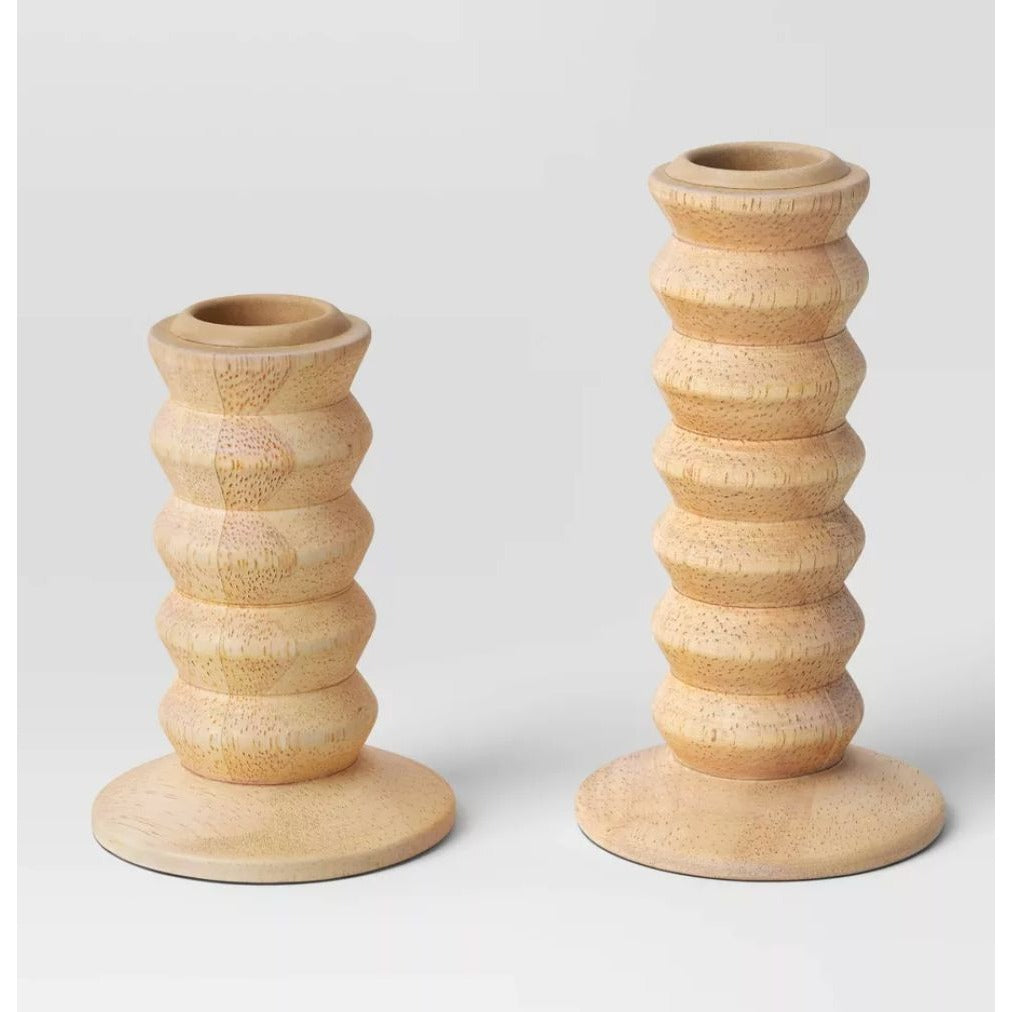Taper Candleholder Set Room Essentials Natural Wood 2 Piece