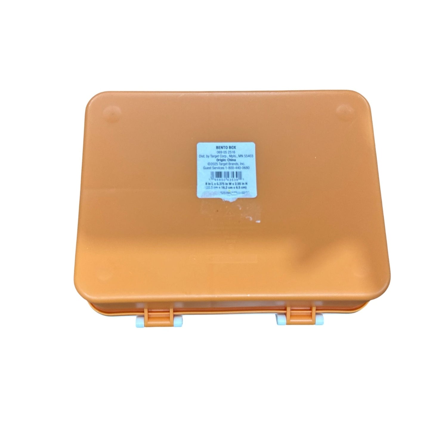 Cat & Jack BPA-Free Bento Box With Compartments Dishwasher & Microwave Safe Orange & White Check 8.5"x6.75"x2.35"