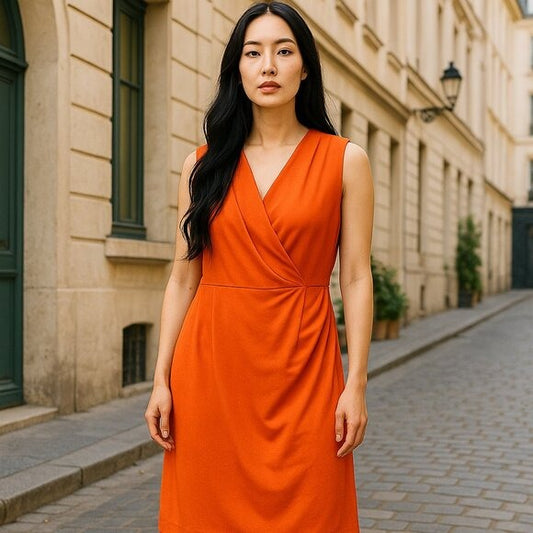 Maggy London Womens Sleeveless Orange Wrap Dress Size 22W