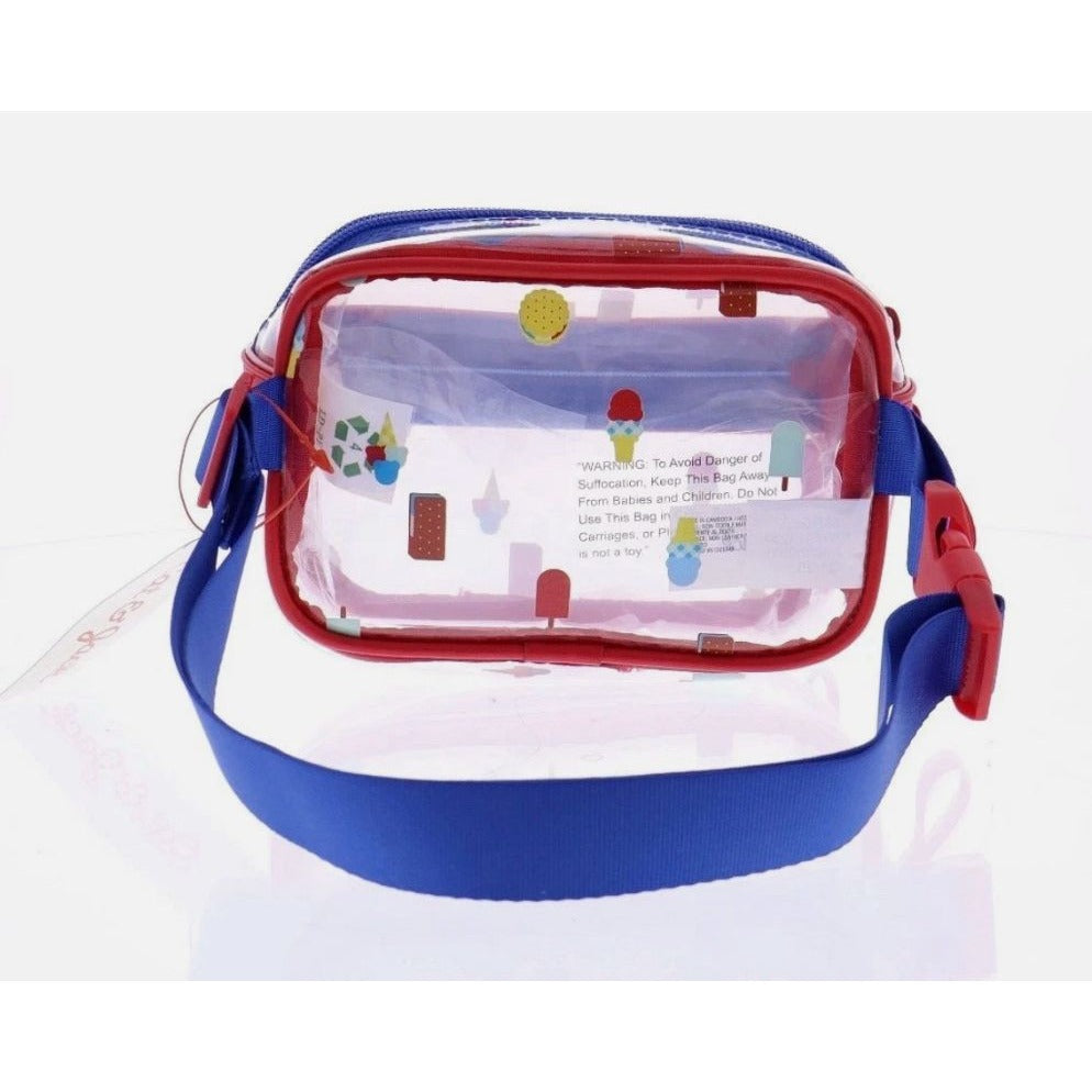 Cat & Jack Kids Ice Cream Print Clear Crossbody Bag With Adjustable Strap Red/Blue