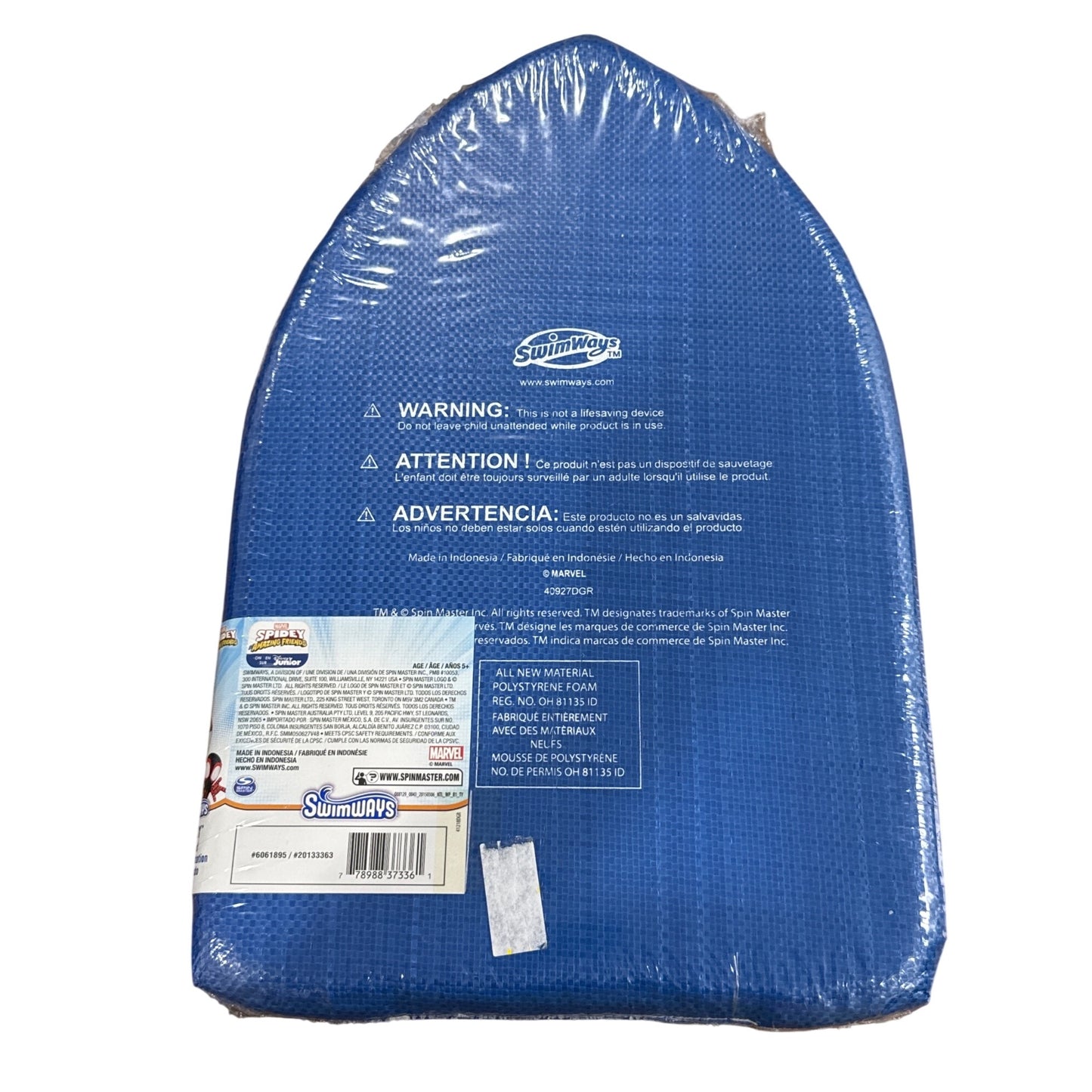 Marvel Spidey & Friends SwimWays Kids Kickboard For Ages 5+ Fun Pool Toy Blue Polystyrene Foam Lightweight Design