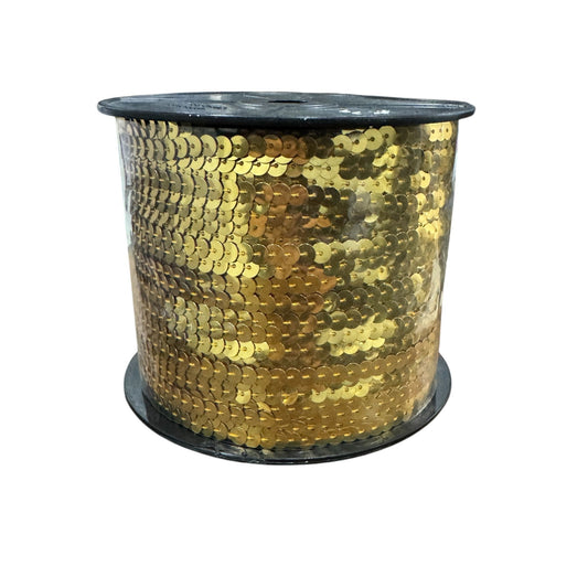 Gold Sequin Trim Ribbon Roll 500+ Yards For Sewing, Crafting, and Decorations 2.5mm