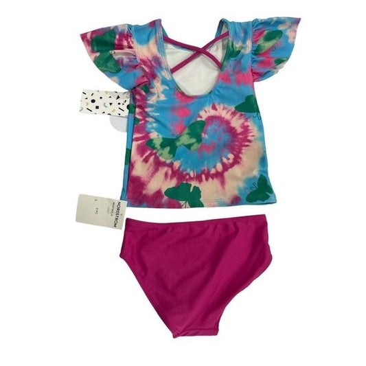 Harper Canyon Girls 2-Piece Tie Dye & Solid Swim Set UPF 50+ Size 3