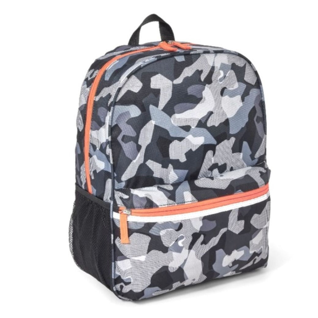 Camouflage Backpack Fits 15" Laptop With Matching Lunch Bag Set - Orange Accents