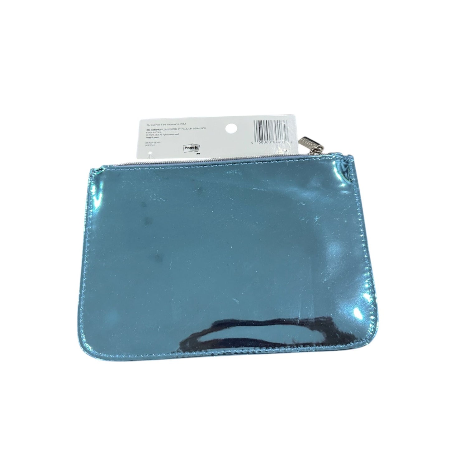 Noted By Post-It Blue Metallic Pen Pouch 8.75"x6" Zipper Closure