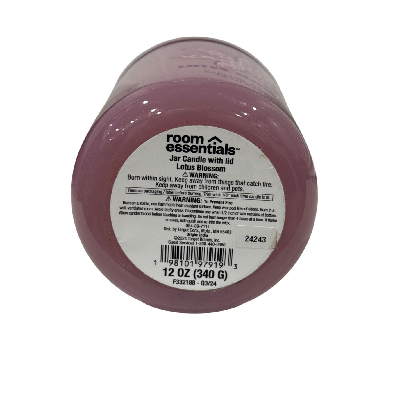 12oz Jar Candle with Lid Lotus Blossom - Room Essentials