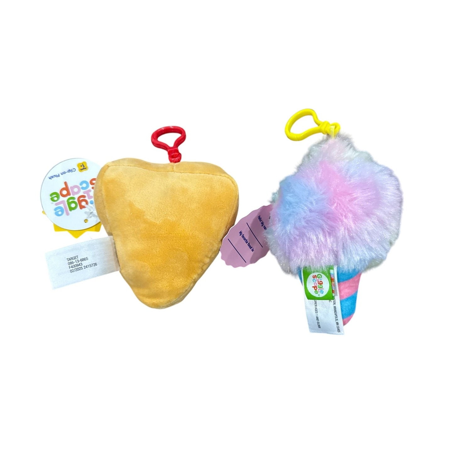 Giggle Scope Pizza & Cotton Candy Clip-On Plush Toys Set