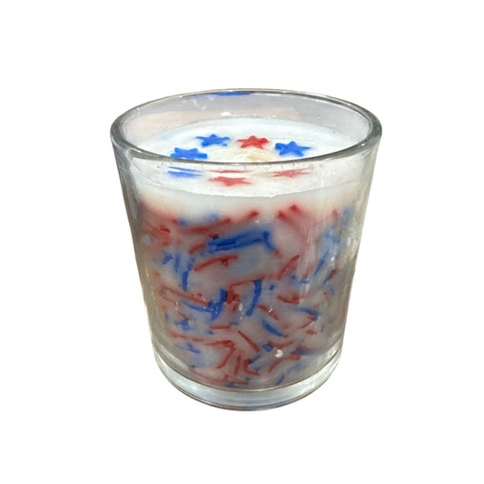 Read White & Blue Soy Blend Candle With Patriotic Star Design - 8oz