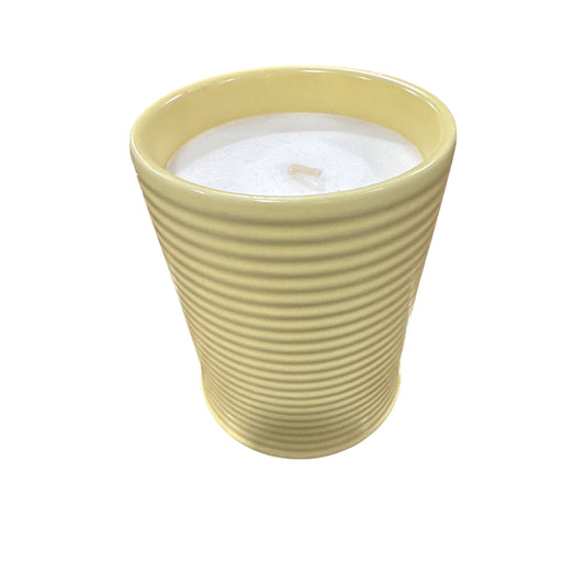 Threshold Pineapple Sage & Sugarcane Scented Candle 14 Oz Yellow Ribbed Ceramic Jar