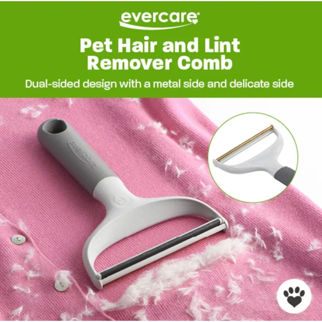 Evercare Duo Pet Hair & Lint Remover Comb Dual-Sided For Carpet, Furniture, Clothing, Cotton & Knits