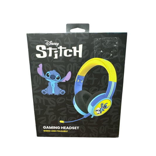 Disney Stitch Wired & Foldable Gaming Headset With Mic 3.5mm AUX Jack Adjustable Fit Faux Leather Cushions
