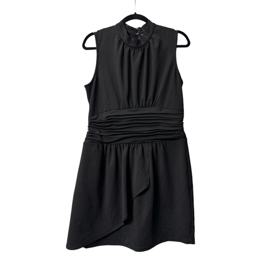 Nicole Miller Black Sleeveless Ruched Waist Dress Size 10 US Polyester-Spandex Blend