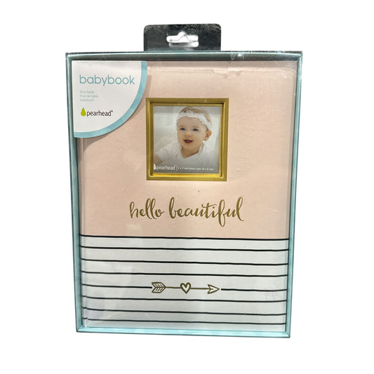 Pearhead Baby Memory Book With Photo Insert & Family Tree Pages Pink & White Striped Design