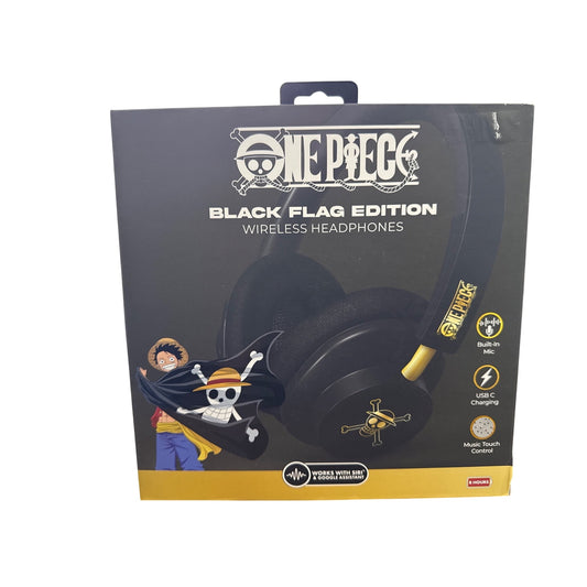 One Piece Black Flag Edition Wireless Headphones USB-C Charging Touch Control Built-In Mic 8-Hour Battery Life