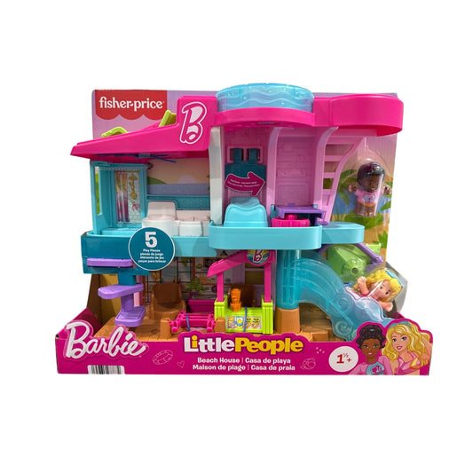 Barbie Little People Beach House Playset By Fisher-Price 5 Play Pieces For Ages 1.5+ Multicolor