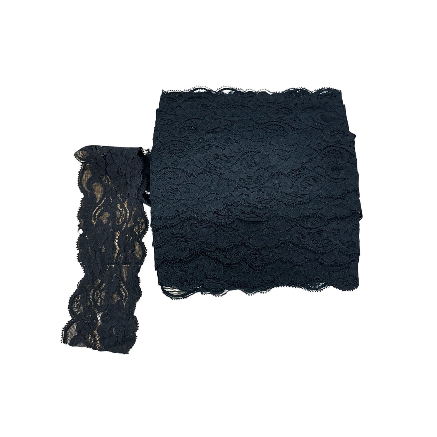 Black Stretch Scalloped Lace Trim 3 Inches Wide Sewing Crafting DIY Material 20 YARDS