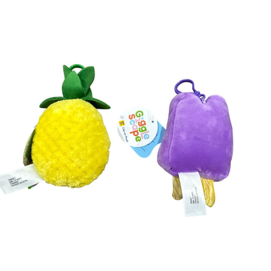 Giggle Scape Pineapple & Ice Cream Grape Plush Clip-On Toy Set For Kids