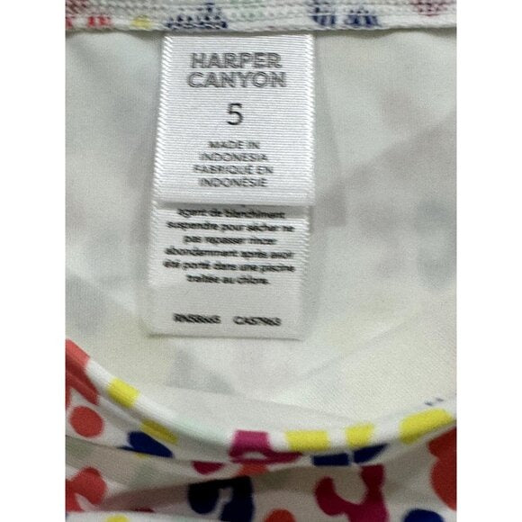 Harper Canyon Girls 2-Piece UPF 50+ Swimsuit With Ruffle Detail Size 5 Multicolor Leopard Print