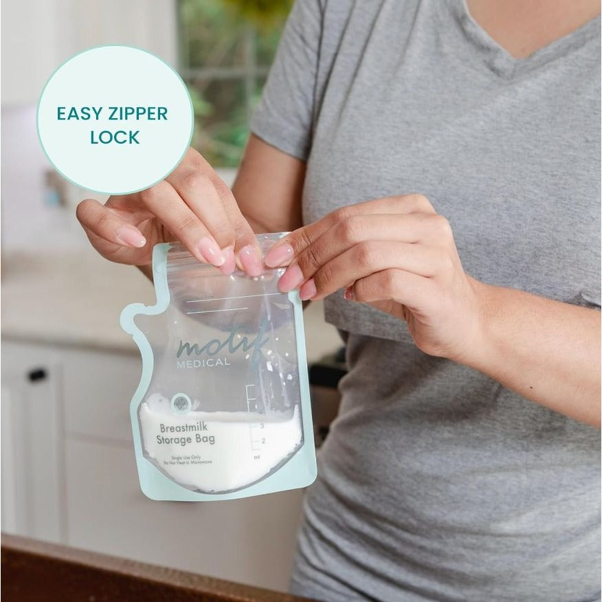 Motif Medical Breastmilk Storage Bags BPA-Free Leak-Proof Design 100 Count For Freezer & Refrigerator Use