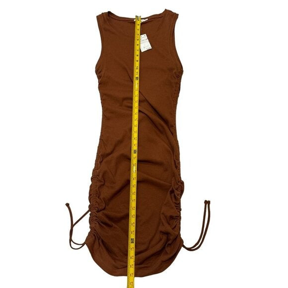 GOOD AMERICAN Women Brown Ruched Tank Mini Dress 4