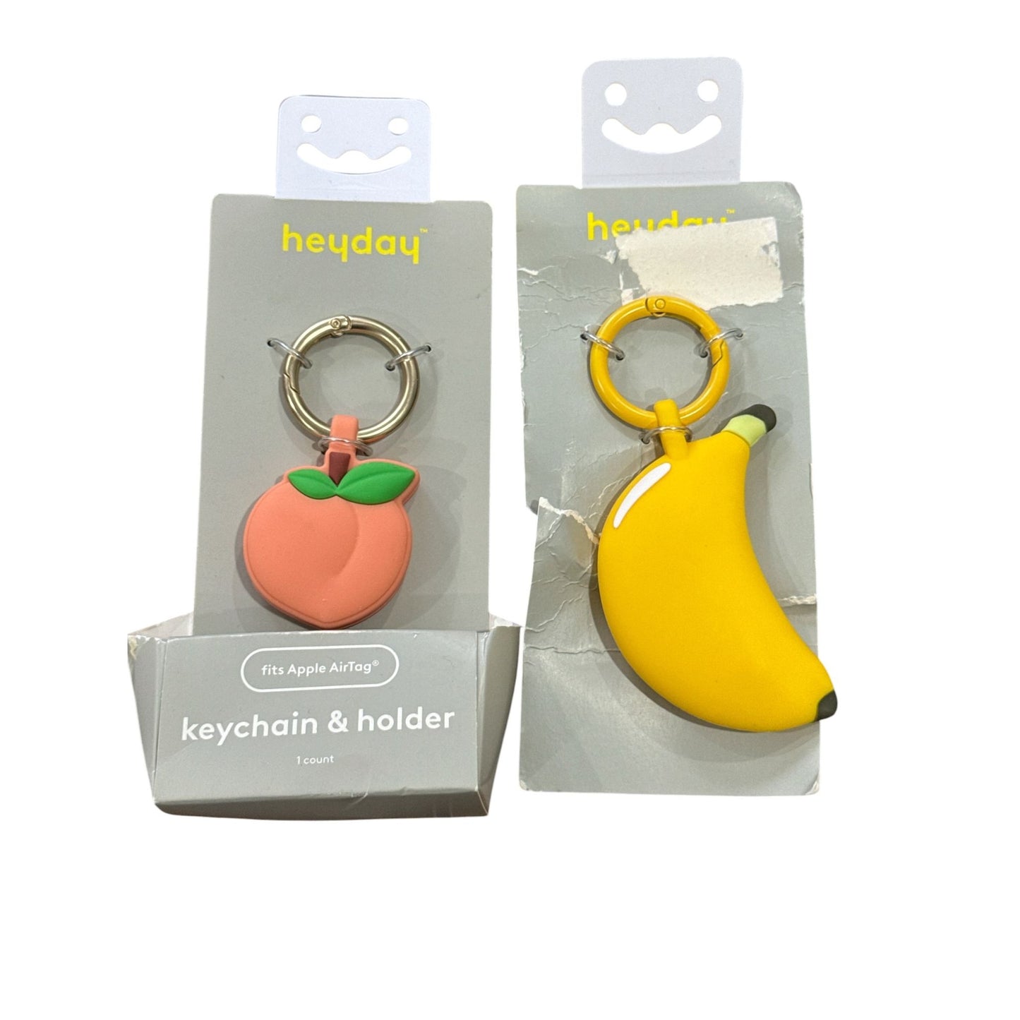 Heyday Peach & Banana Silicone Keychain Holders For Apple AirTag 2-Pack