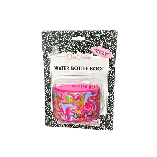 CharCharms Water Bottle Boot Silicone Pink Swirl 2.8-3.1 Inch Diameter Dishwasher Safe