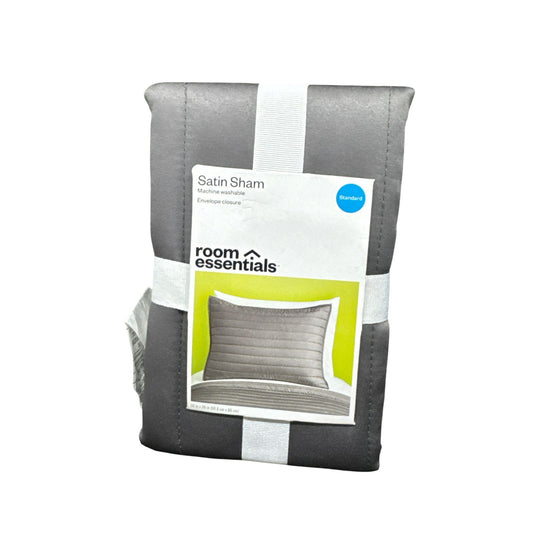 Room Essentials Satin Sham Standard Size In Gray With Envelope Closure 1pcs.