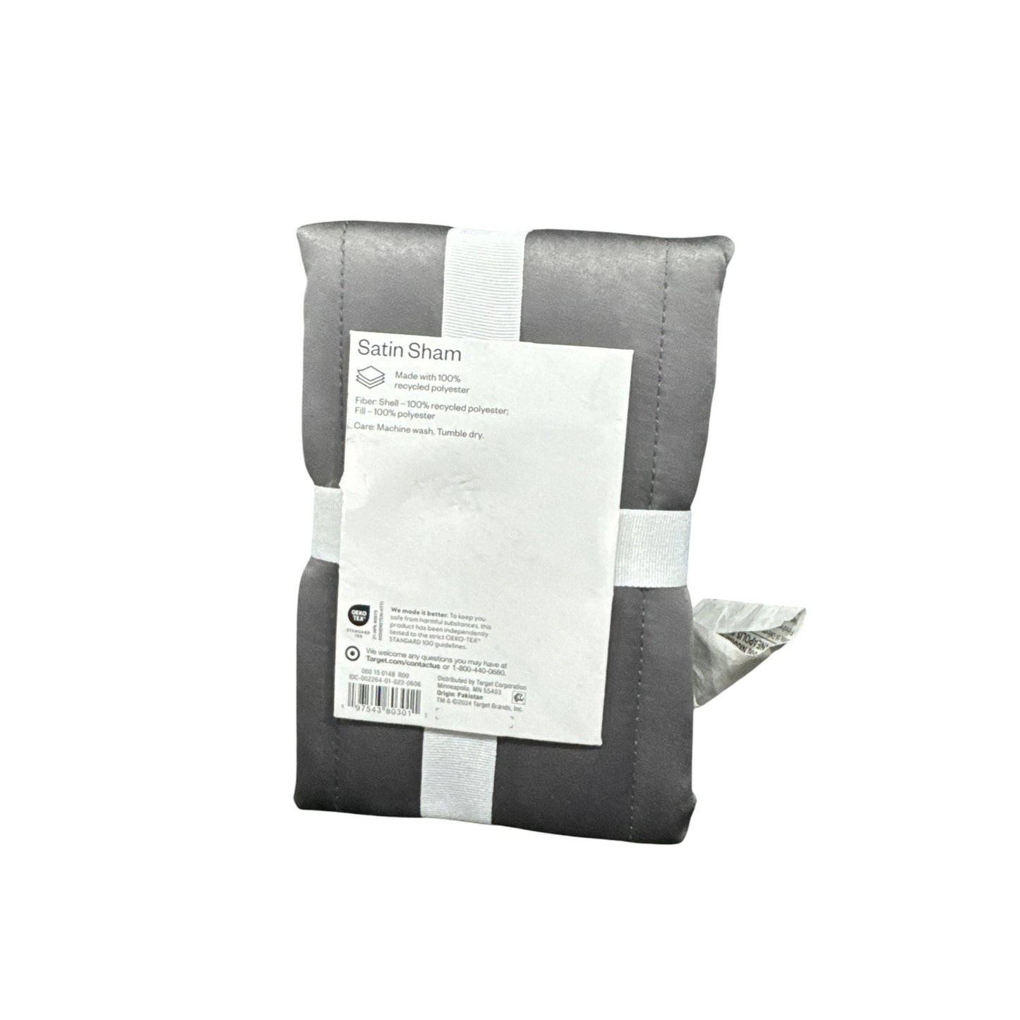 Room Essentials Satin Sham Standard Size In Gray With Envelope Closure 1pcs.