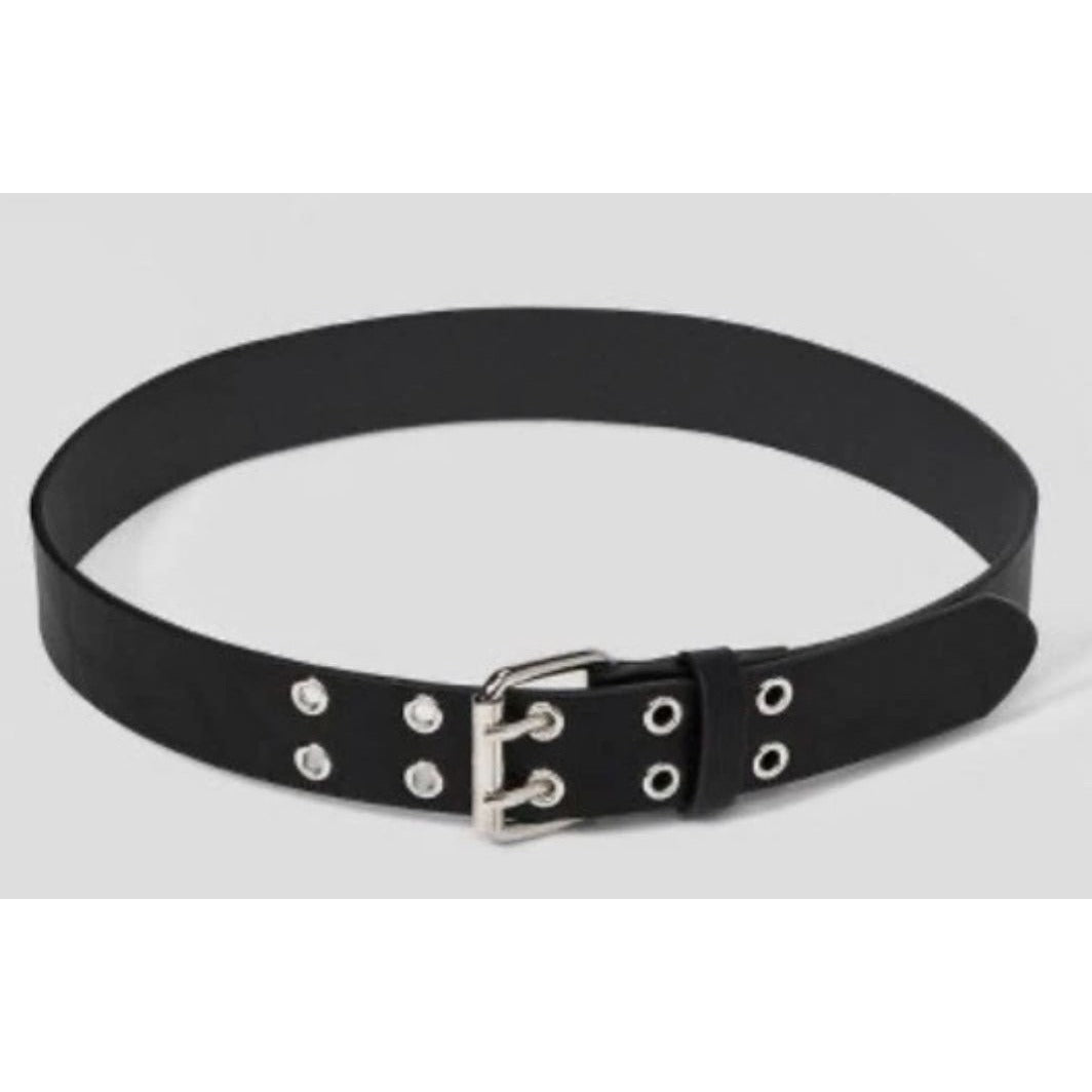 Set Of 3 Art Class Black Belts With Silver Buckle & Grommet Design Adjustable Medium