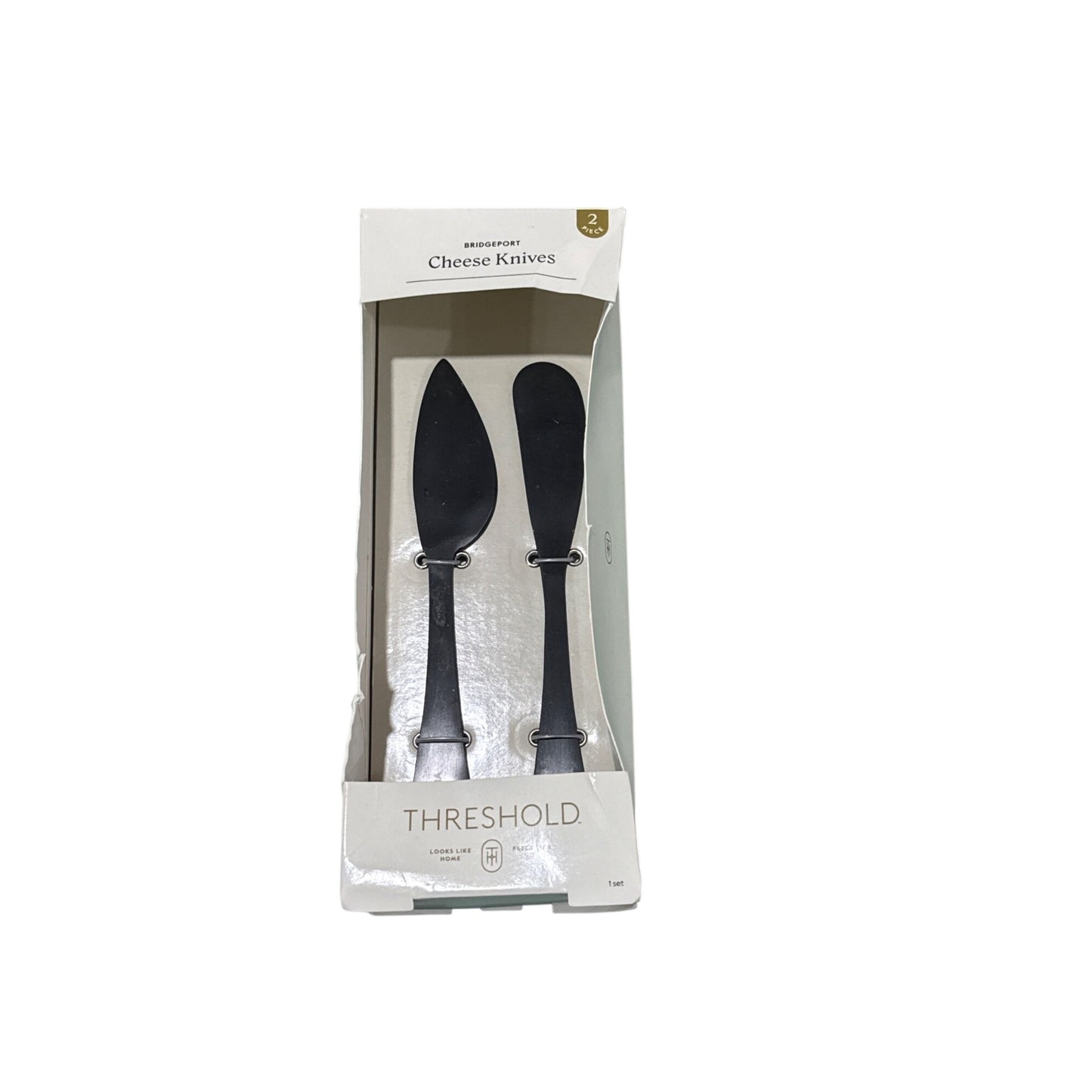 Bridgeport Cheese Knives 2-Piece Set By Threshold Black Finish For Entertaining & Serving