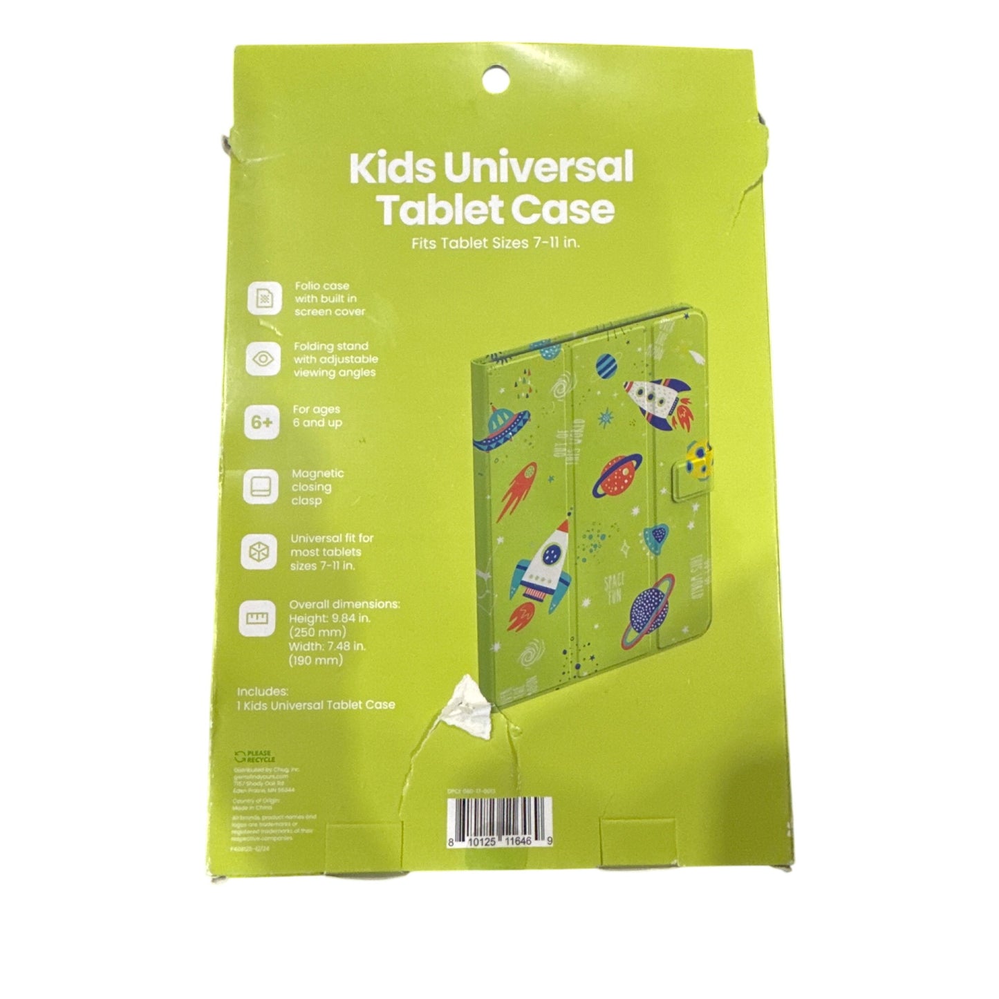 Kids Universal Tablet Case Space Design Fits 7-11 Inch Tablets With Magnetic Closure & Adjustable Stand