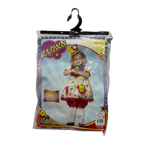 Clown Girl Costume Dress-Up Set Child Size 3-4T Includes Dress Bloomers & Headband With Hat By Rasta Imposta