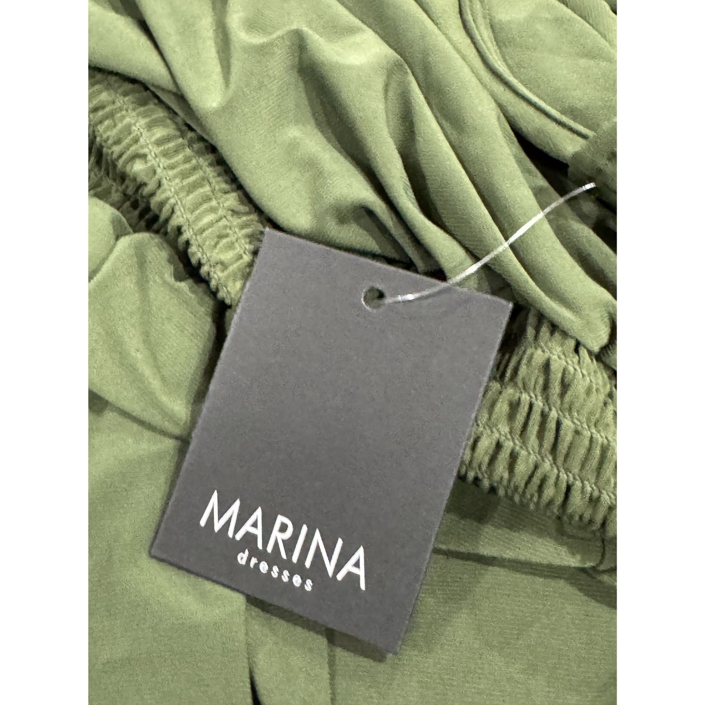 Marina Women's Sleeveless Olive Green Wide-Leg Jumpsuit With Smocked Waist Size M