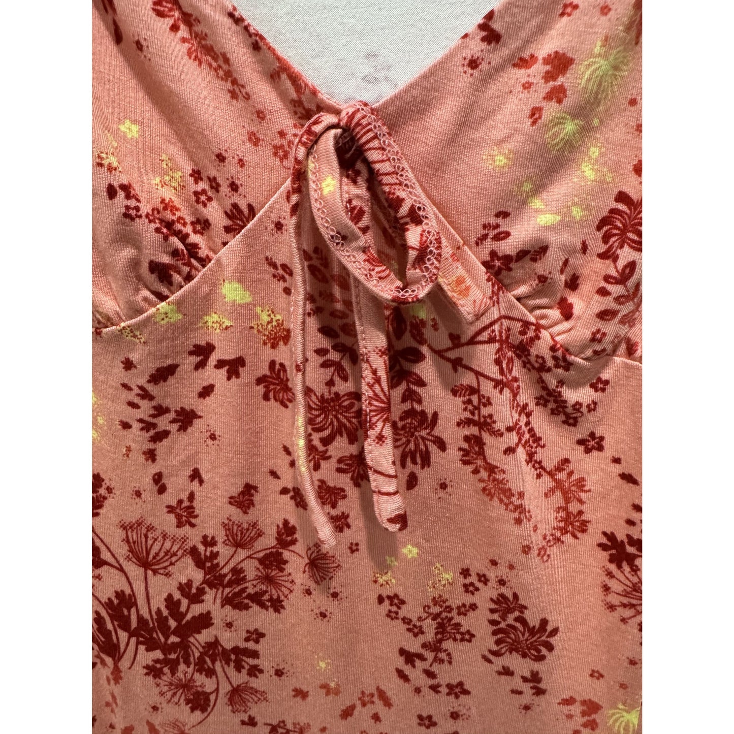 Abound Pink Floral Mini Dress With Tie Front & Flutter Sleeves - Size L
