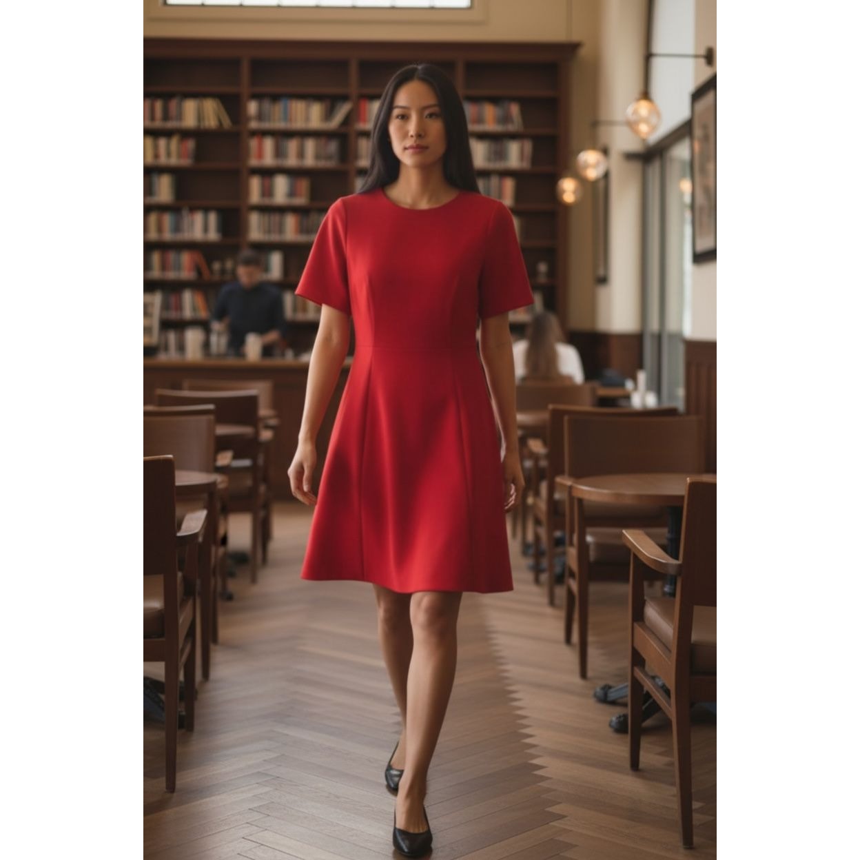 Red Donna Morgan A-Line Short Sleeve Dress US Size 8