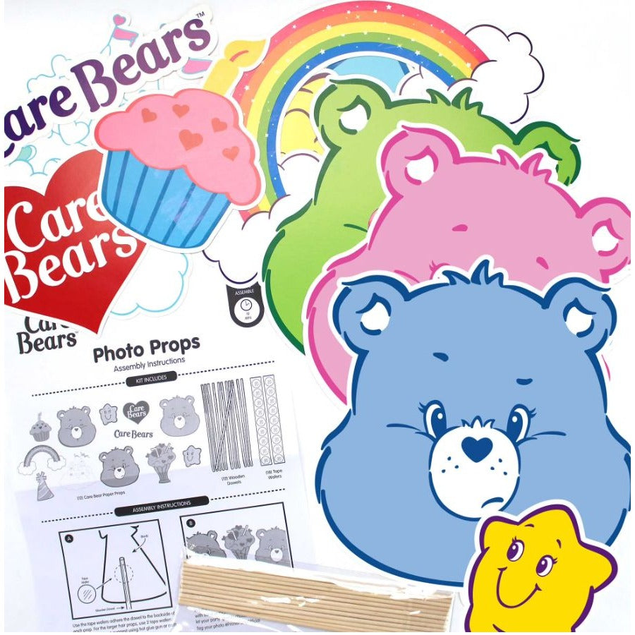 Care Bears Photo Props Set With 12 Themed Paper Props, Wooden Dowels & Tape For Parties & Events By Prime Party