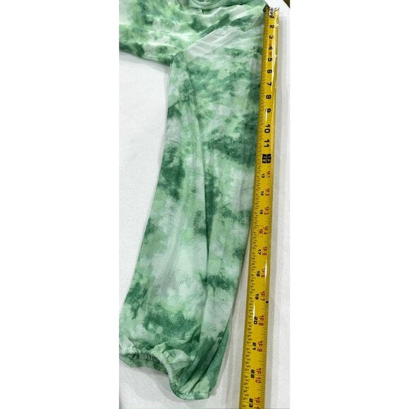 Love X Design Green Tie-Dye Long Sleeve Babydoll Mesh Dress Size M