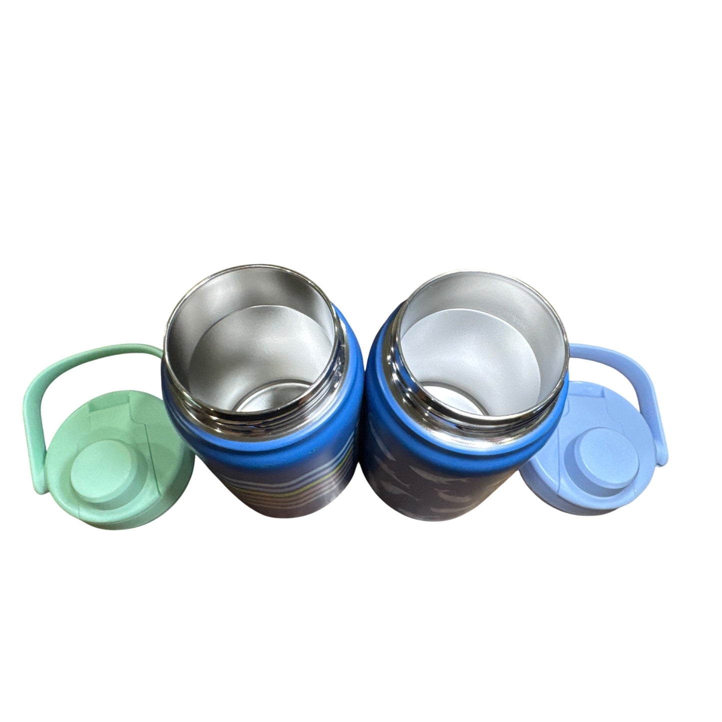 Kids Double-Wall Insulated Stainless Steel Bottles 12oz Set Of 2 With Whale & Wave Patterns