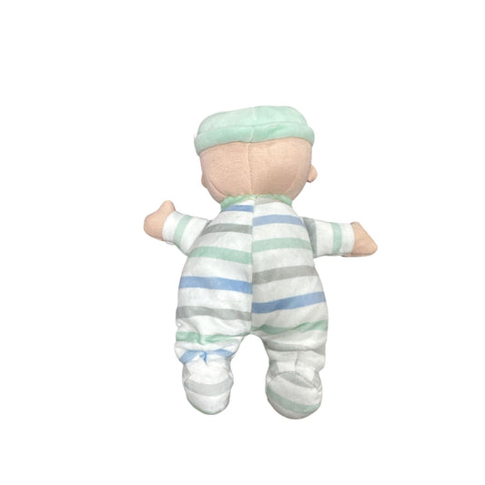 Giggle Scape Soft Little Baby Doll Plush Striped Pajamas & Mint Green Cap 9" New